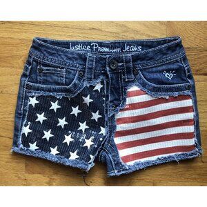 Justice Size 10 Star & Stripes Jean Shorts